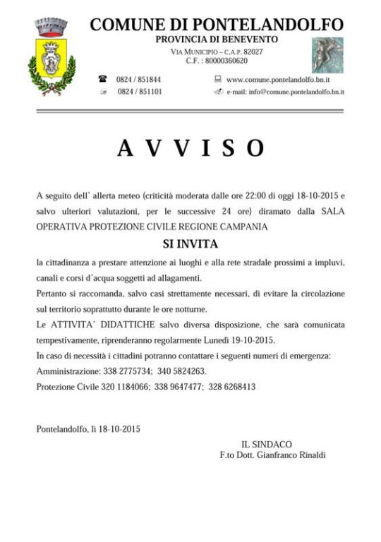 Avviso METEO 1comune