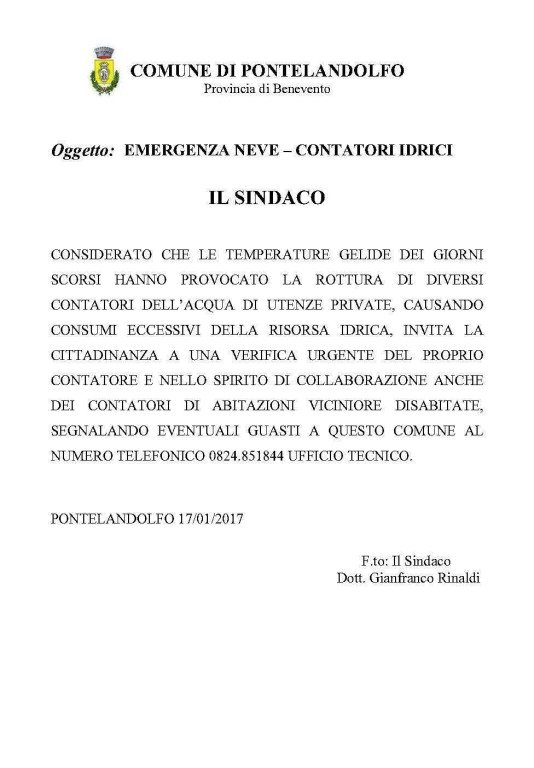 Emergenza neve_Rottura contatori