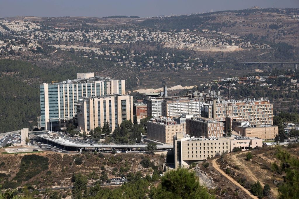 This picture taken on October 19, 2020 shows a view of the Israeli Hadassah University Hospital Ein Kerem in Jerusalem. - Long-time chief Palestinian negotiator Saeb Erekat was in "critical" condition and in a medically induced coma, said the Hadassah hospital in Jerusalem treating him for coronavirus complications. (Photo by Emmanuel DUNAND / AFP) (Photo by EMMANUEL DUNAND/AFP via Getty Images)