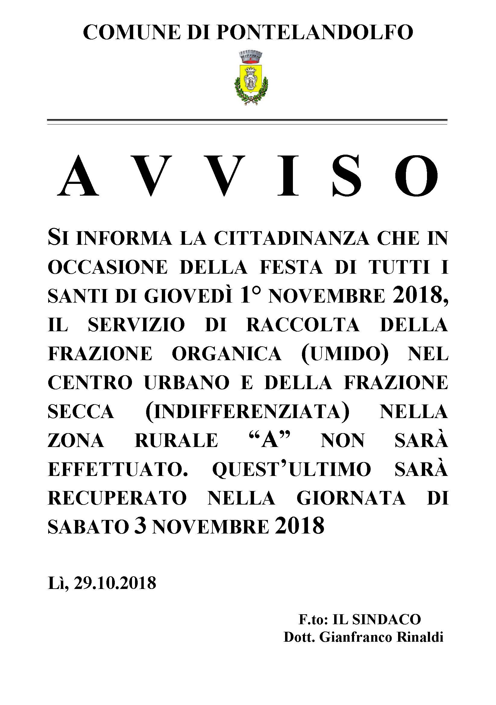 Avviso festività tuttisanti