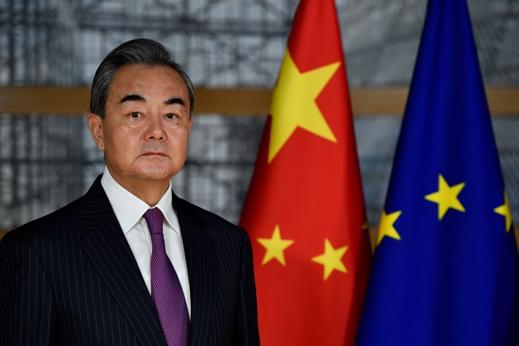 Foreign minister of China Wang Yi poses upon his arrival for a meeting with the President of the European Council at the EU headquarters, in Brussels, on December 17, 2019. (Photo by John THYS / AFP) (Photo by JOHN THYS/AFP via Getty Images)