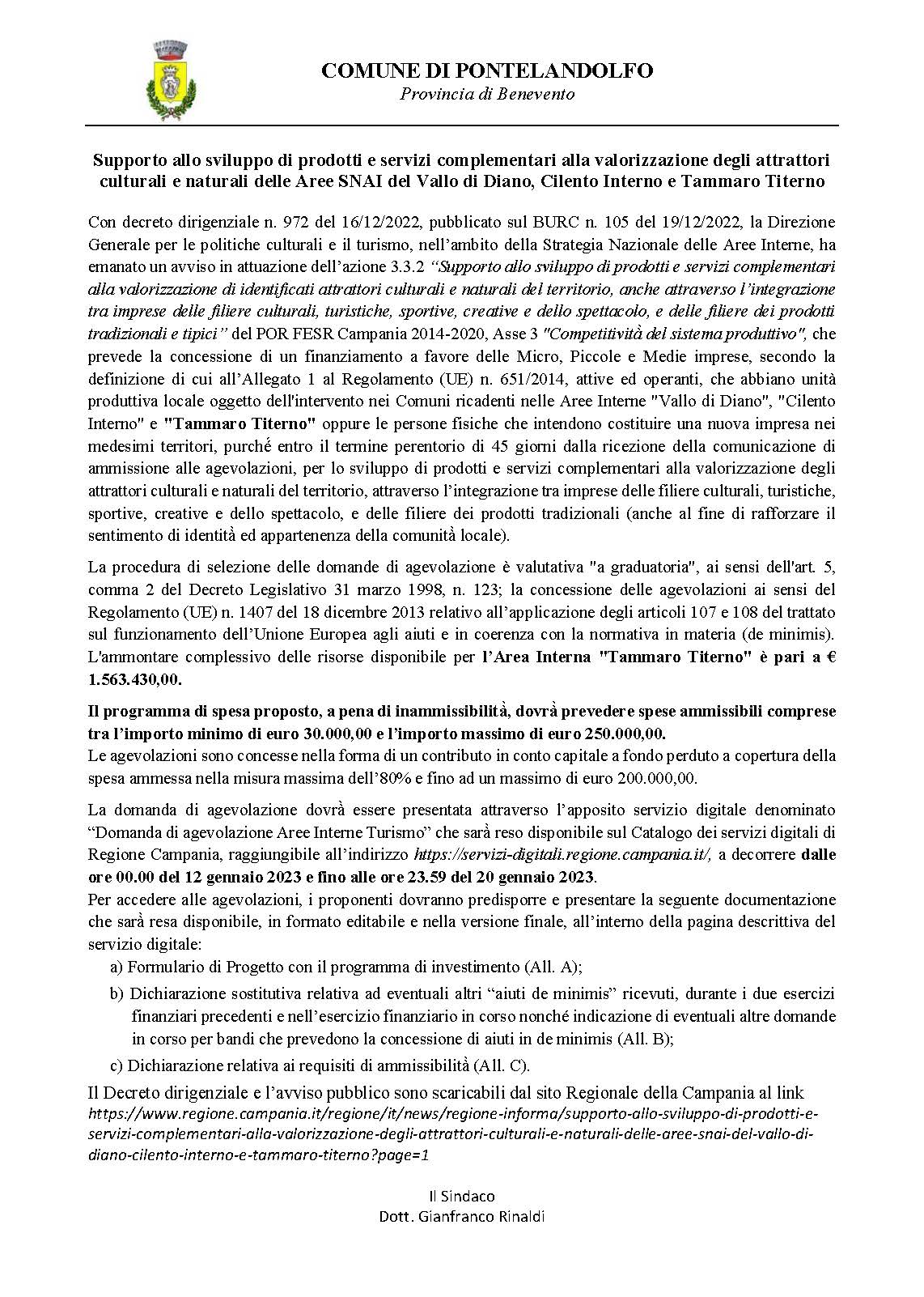 avviso bando regione