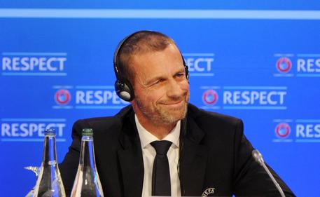 epa07205857 President of UEFA, Aleksander Ceferin of Slovenia, reacts during a press confernce prior to the UEFA Nations League Finals Draw in Dublin, Ireland, 03 December 2018.  EPA/AIDAN CRAWLEY