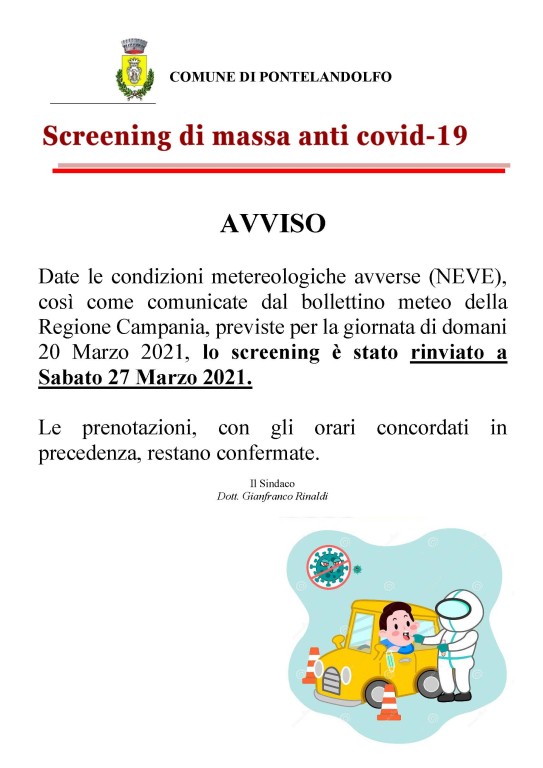 screening di massa RINVIATO